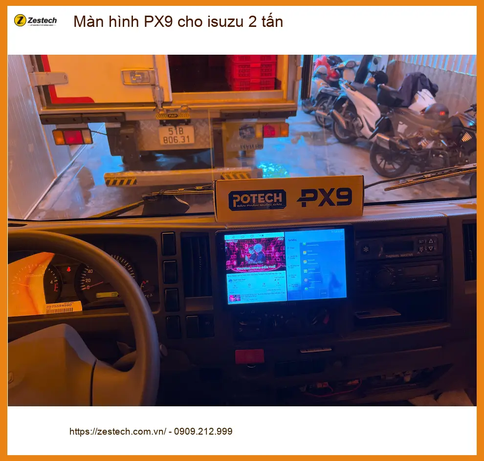 Chú Vỹ lắp màn hình PX9 cho Isuzu 2 tấn tại Quận 9 để dễ dàng theo dõi đường đi. ảnh thực tế 4