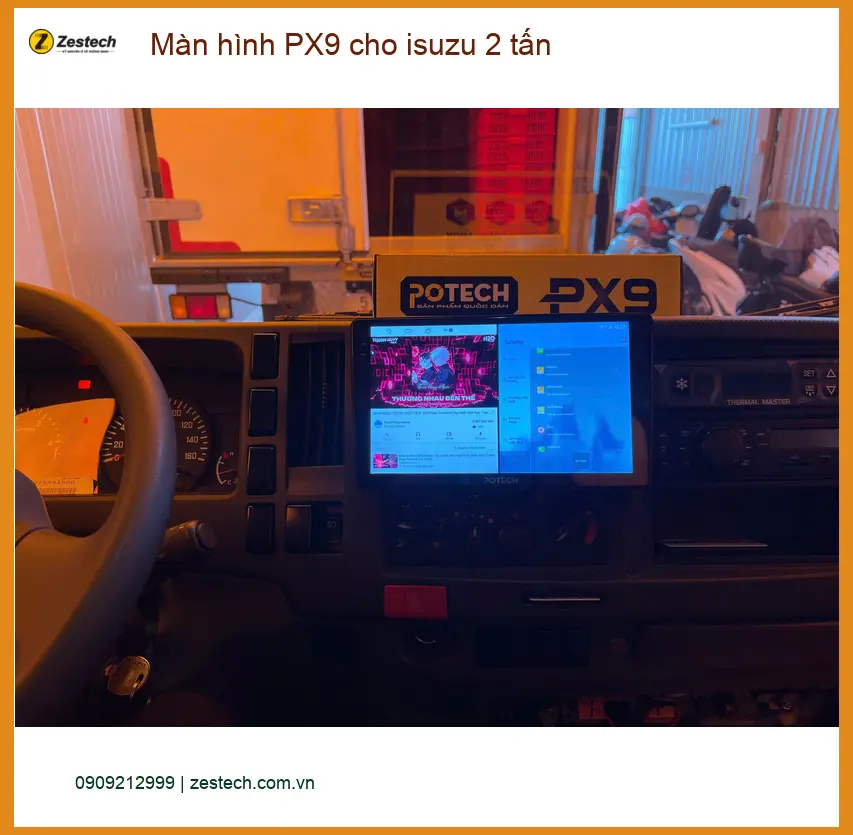 Chú Vỹ lắp màn hình PX9 cho Isuzu 2 tấn tại Quận 9 để dễ dàng theo dõi đường đi. ảnh thực tế 5