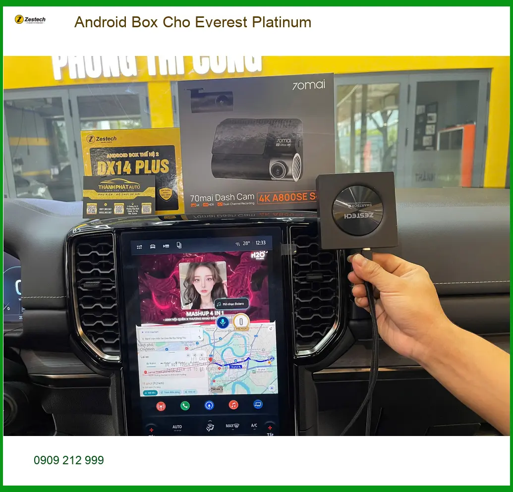 Chú Hùng lắp Android Box cho Everest Platinum Quận 9 xem YouTube, dẫn đường ảnh thực tế 3