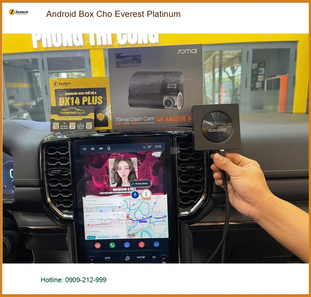Chú Hùng lắp Android Box cho Everest Platinum Quận 9 xem YouTube, dẫn đường ảnh thực tế 4