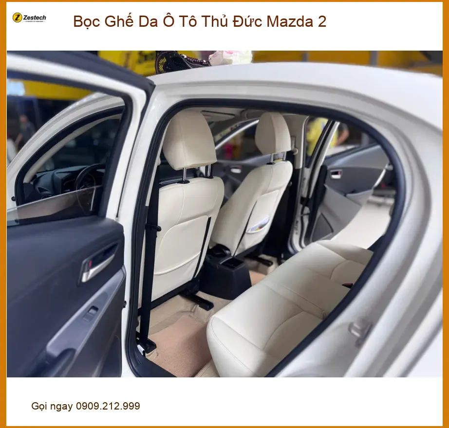 Anh Khải bọc ghế da ô tô Mazda 2 tại Quận Thủ Đức vì ghế zin đã xuống cấp