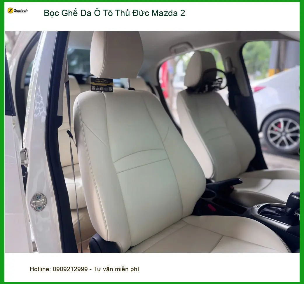Anh Khải bọc ghế da ô tô Mazda 2 tại Quận Thủ Đức vì ghế zin đã xuống cấp ảnh thực tế 2