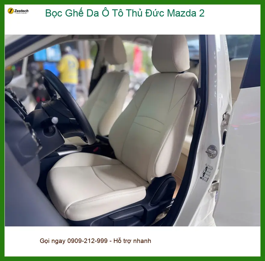 Anh Khải bọc ghế da ô tô Mazda 2 tại Quận Thủ Đức vì ghế zin đã xuống cấp ảnh thực tế 4