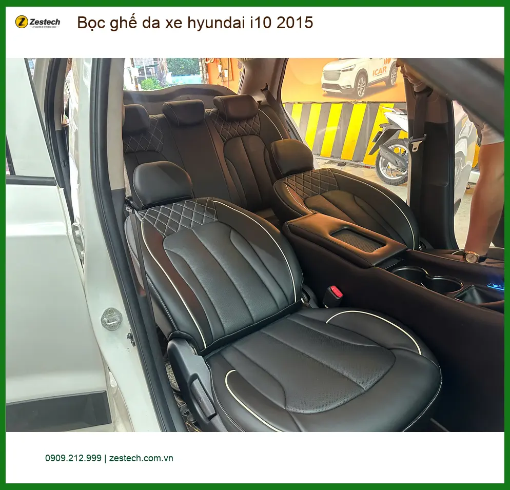 Cô Liên bọc ghế da Hyundai i10 2015 tại Quận Bình Tân để nội thất sạch đẹp hơn ảnh thực tế 4