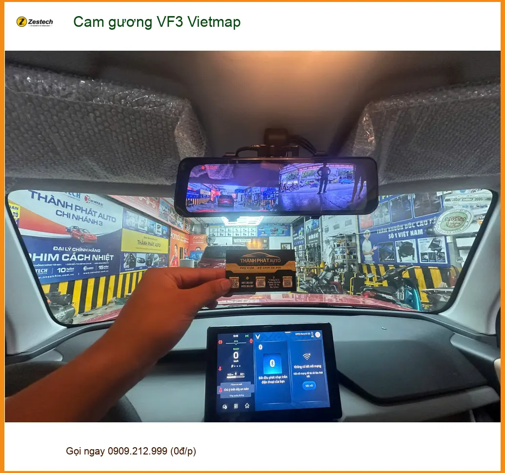 Anh Khải lắp cam gương Vietmap cho VF3 tại Quận Gò Vấp để lái xe an toàn hơn ảnh thực tế 4