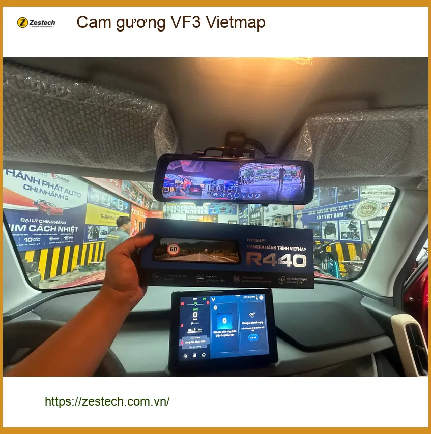 Anh Khải lắp cam gương Vietmap cho VF3 tại Quận Gò Vấp để lái xe an toàn hơn ảnh thực tế 5