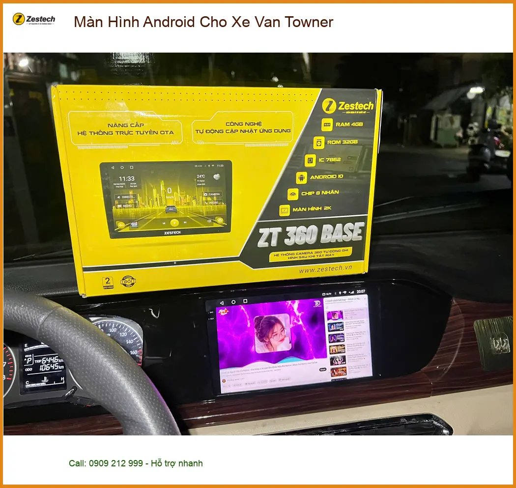 Cô Hà lắp Màn Hình Android cho Xe Van Towner tại Quận Thủ Đức ảnh thực tế 2