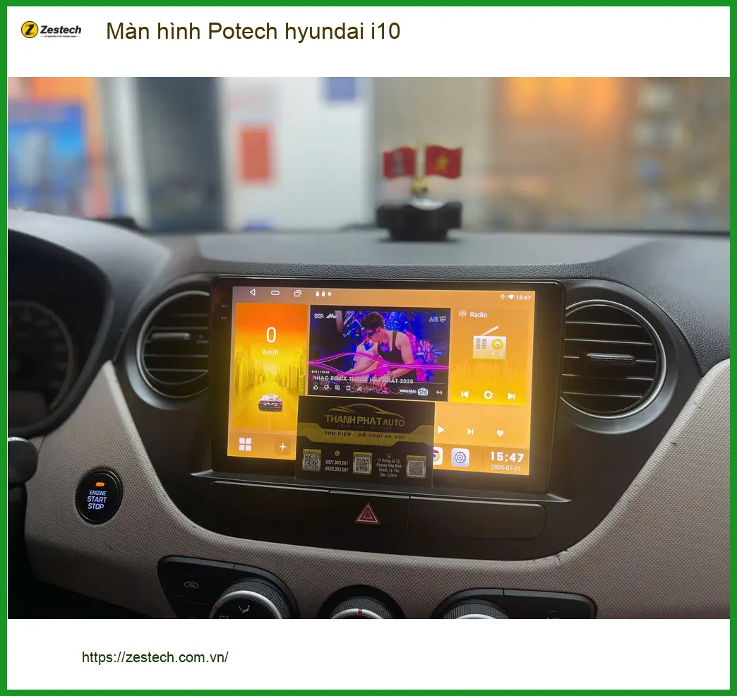 Chú Vỹ lắp Màn hình Potech hyundai i10 tại Bình Chánh vì màn zin chập chờn khó dùng ảnh thực tế 2