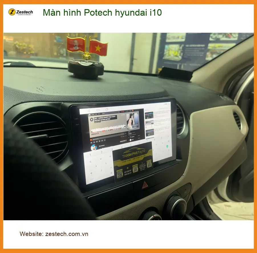 Chú Vỹ lắp Màn hình Potech hyundai i10 tại Bình Chánh vì màn zin chập chờn khó dùng ảnh thực tế 3