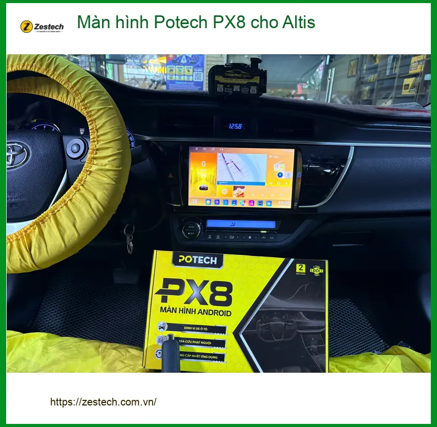 Anh Kiên nâng cấp màn hình Potech PX8 cho Altis Quận Tân Bình vì màn zin quá cũ