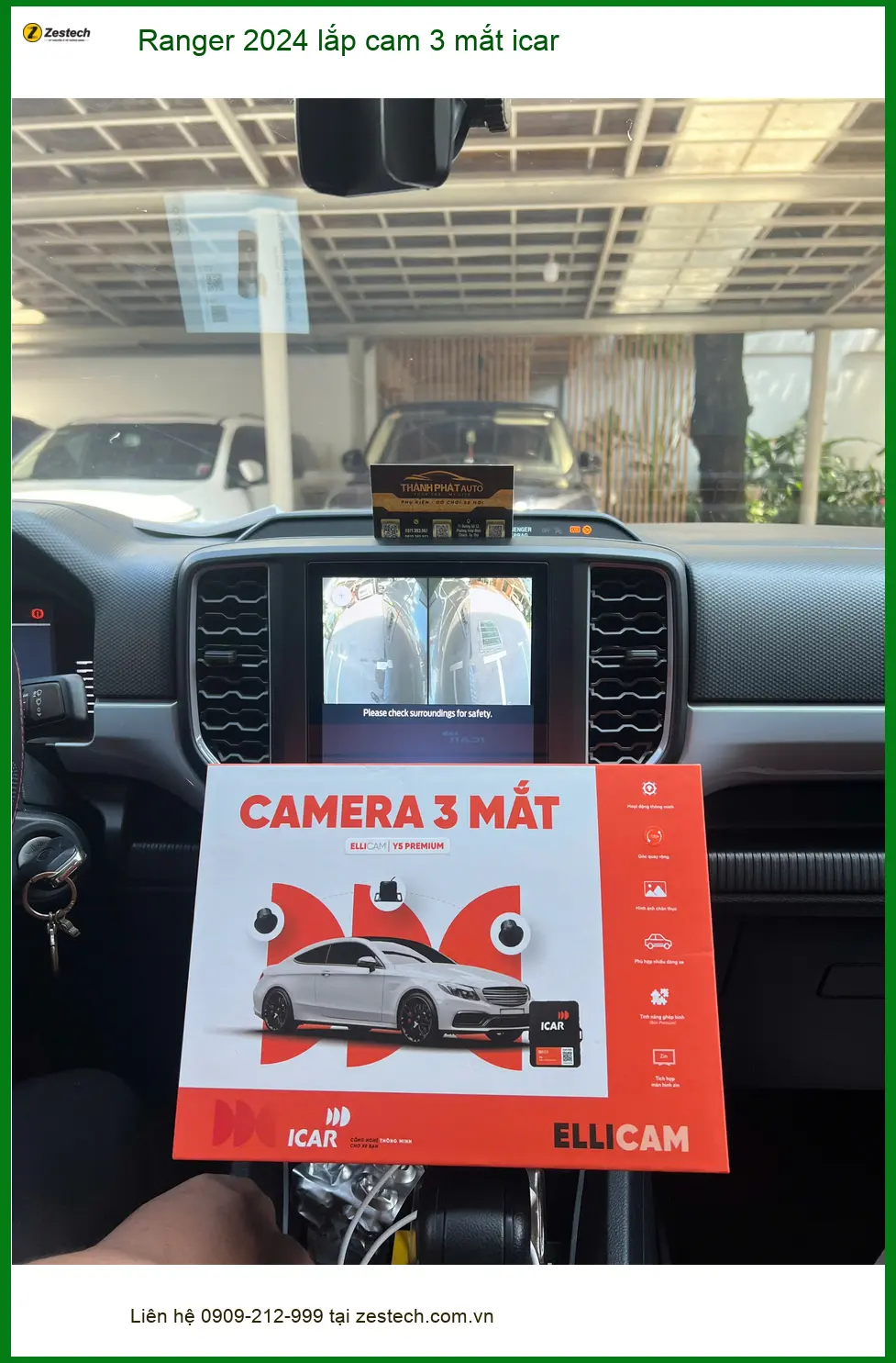 Anh Tuấn Kiệt lắp cam 3 mắt iCar Ford Ranger 2024 Quận 9, tăng tầm nhìn. ảnh thực tế 2