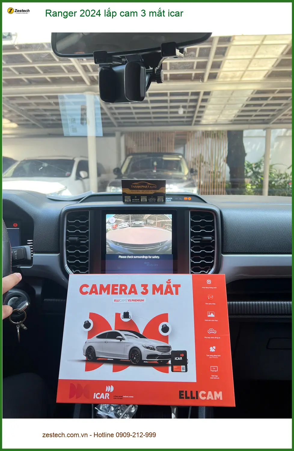 Anh Tuấn Kiệt lắp cam 3 mắt iCar Ford Ranger 2024 Quận 9, tăng tầm nhìn. ảnh thực tế 4