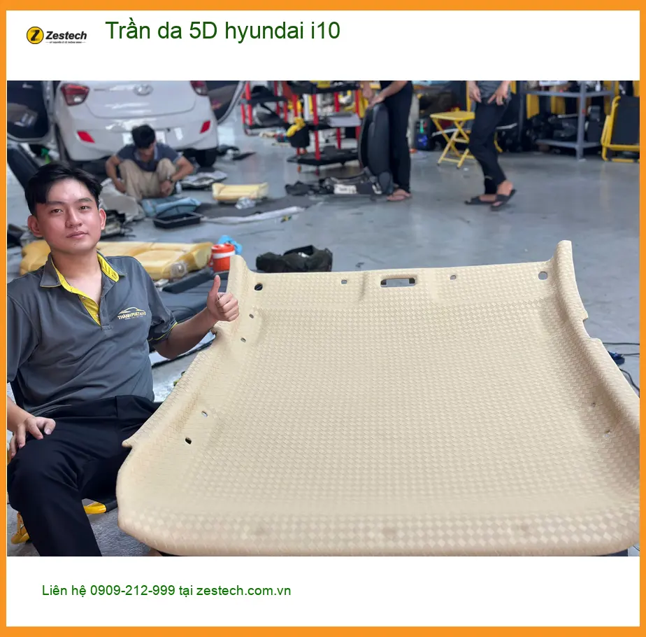 Chị Thanh bọc Trần da 5D cho Hyundai i10 tại Cần Giờ để nâng tầm không gian nội thất ảnh thực tế 2